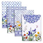 Arquiel Retro Wildflower Kitchen Towel 100% Cotton Quick Dry Dish Towels 50 x 70CM, Dishcloth Hand Towels for Housewarming Gifts Dining, Home, Wedding, Banquet, Buffet (Set of 4)