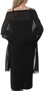 Chiffon Shawl Scarve Wraps and Shawls Soft Pashmina for Evening dresses on formal occasions (Black)