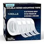 Lockport Double Sided Tape Heavy Duty Hanging Tape – 4 Pack Removable Nano Tape – 40 Ft Double Side Tape for Walls, Wood, Tile, Plastic & Metal Surfaces – Strong Grip – Double Sided Mounting Tape
