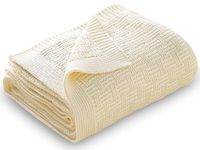 mimixiong Baby Blanket for Newborn, 100% Organic Cotton Knit Baby Blankets Baby Gifts Baby Essentials, 70 x 90 cm, Cream