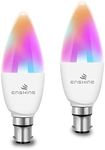 Enshine Smart Candle Bulb, B15 WiFi Light Bulbs LED Colour Changing and Tunable White, Small Bayonet C37,Compatible with Alexa and Google Home, 5W(40W), RGBCW, 470 Lumens, No Hub Required(Pack of 2)