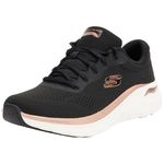 Skechers Women's Arch Fit 2.0 Glow The Distance Slip-On, Black Mesh/Rose Gold Trim, 6 UK