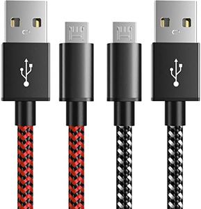 6amLifestyle PS4 Charger Cable for Controller, 2 Pack 10ft Micro USB Cord, 480Mbps Transfer Speed, Charger for PS4, PS4 Slim/Pro, Xbox One S/X/Elite Controller, Android Phone, Black+Red