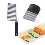 DALAETUS 2 Pcs Crinkle Cutter, Stainless Steel Potato Slicer with Wavy Blade, Potato Chipper Chip Cutter for Fruits, Vegetables