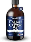 Pharmlitalia Pure Castor Oil Organic Cold Pressed Unrefined Glass Bottle - Hexane free Castor Oil for face, hairs, Eyelashes, Skin care and Nails - aceite de castor organico puro - 500ml