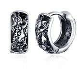 feilok Dragon skin Hoop Earrings for Men Stainless Steel Piercing Huggie Ear Jewelry Studs silver