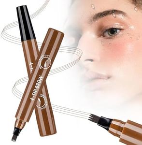 Microblading Eyebrow Pencils for Women, 2025 Upgraded Waterproof Four-tip Beard and Eyebrow Pen, Long Lasting Natural Brow Pencil with Hair Like Strokes (Dark Brown)