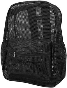 Mochila de Malla, Mochila para Estudiantes, Resistente, de Gran Capacidad, Correa Ancha para el Hombro para Deportes para la Playa (Negro)