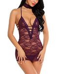 Avidlove Women Babydoll Lingerie Lace Chemise Halter Teddy Lingerie Dress Nightwear