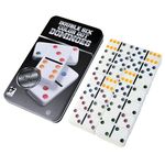 VGRASSP Double Six Color Dot Design Dominos for Kids - Set of 28 - Comes with a Metal Tin Case