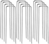 Cheardia 12 Pack Garden Stakes Landscape Staples, 5 inch U-Shaped Tent Stakes 11 Gauge Galvanized SOD Pins Lawn Stakes for Weed Barrier Fabric Securing, Fence Holding