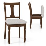 Giantex Wood Dining Chairs Set of 2, Farmhouse Dining Room Chair with Cushion Seat, Armless Wooden Dining Side Chairs with Solid Acacia Wood Frame, Max Load 350 Lbs, Upholstered Kitchen Chair, Walnut