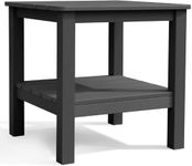 Krikacy 20-Inch Square Adirondack Side Table HIPS Plastic Wood Outdoor End Table, Black