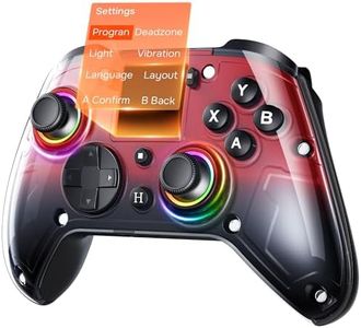 GUSGU G7 Wireless Gaming Controller with Interactive Screen, 1000Hz Polling Rate, Hall Joysticks & Triggers, 4 Programmable Buttons, Compatible with PC, Switch, PS4, iOS, Android, Red