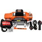 Winchmax 13,500lb / 6,123kg 'SL Series' Original Orange 12v Electric Winch. 24m x 9.5mm Galvanized Steel Wire Rope, 3/8 Inch Clevis Hook, Roller Fairlead.Twin Wireless Remote Control