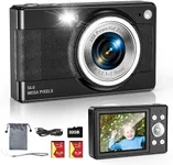 Upgrade Digital Camera, 56MP FHD 1080P Camera for Kids with 16x Zoom Anti Shake, Kid Camera with 32GB TF Card, Two Batteries, Lanyard, Compact Small Camera for Kids Boys Girls（Black）