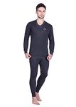 Lux Cottswool Men's Cotton Thermal Set (COTT_Black_FS_Vneck_TRO_Set_S-80)