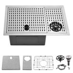 23 Undermount Stainless Steel Kitchen Bar Sink with Glass Rinser, Scamall 23x15 Inch Undermount Workstation Small Kitchen Sink with Cup Washer SM015S-O