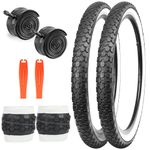 Balinge 2 Pack 26" x 2.125" Folding Replacement Bike Tires for Beach Cruiser Bike，Bicycle Tires for Commuter Bikes，White Wall，Non-Slip，2 Tires & 2 Tubes & 2 Levers