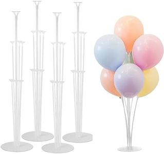 DONHUA Balloon Column Stand Kit - 4Sets with 100 Macaron Colored Balloons -Table Centerpiece Holders, Sticks with Base, Tie Tool, Flower Clips for Birthday Wedding Baby Shower Party Decorations