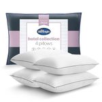 Silentnight Luxury Hotel Collection Piped Pillow - Hotel Quality Stylish Pillow Soft Medium Support for Back & Side Sleepers - Filled with Finest Fibres, Hypoallergenic and Machine Washable, Pack of 4