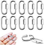 YETOOME 10 Pack 304 Stainless Steel M3.5 Chain Link, 1/8 Inch D Shape Locking Quick Chain Repair Links Pets Keychain for Outdoor Traveling Equipment