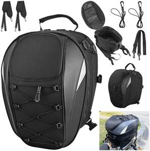 EYPINS Motorcycle Helmet Backpack, 900D Oxford Waterproof Helmet Bag, 43x29x30cm Large Capacity Luggage Backpack with Reflective Stripes Security for Motorbike (Black+Silver)