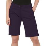 NOROZE Women's Stretch Cargo Shorts - Ladies Turned Hem Bengaline Casual Everyday Combat Pants Chino Capri Regular Fit above The Knee Bermuda Summer Crops Navy