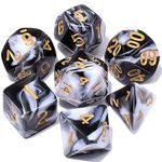 CiaraQ Polyhedral Dice Set with Black Drawstring Pouch, One Double-Colors Complete Dice Sets of D4 D6 D8 D10 D% D12 D20 Compatible with Dungeons and Dragons DND RPG MTG Table Games (Black-White)