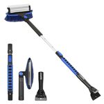 COFIT Car Snow Brush Extendable 42", 3 in 1 Sturdy Snow Brush with Squeegee and Ice Scraper for Car Windshield, 270°Pivoting Brush Head, Detachable Snow Removal Tool for Car, Truck, SUV, MPV, RV, Blue