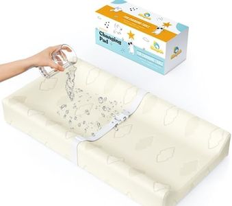 Changing Pad 100% Waterproof Soft Cotton – Foam Contoured Diaper Change Pad for Dresser by Sleepah – Breathable & Washable Cover Three-Sided Change Pad with Certipur Certified Foam (Beige)