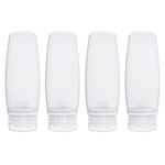 Silicone Travel Bottles for Toiletries TSA Approved Travel Size Containers Set 4 Pack Portable Leak Proof Refillable Cosmetic Squeeze Bottles Shampoo Hair Conditioner Body Lotion Bath Shower Gel