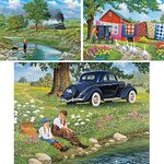 Bits and Pieces - Value Set of Three (3) 500 Piece Jigsaw Puzzles for Adults - Measures 18" x 24" (46cm x 61cm) Each - 500 pc Around The Bend, Plain and Fancy, Father's Day Jigsaws by John Sloane