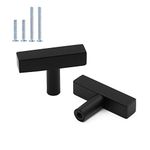 goldenwarm Flat Black Square Kitchen Drawer Knobs J22BK Single Hole Drawer Handles Furniture Hardware Cabinet Door Handles Desk Drawer Knobs 5 Pack