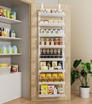 Over The Door Organizer Pantry, Back of Door Pantry Organizer Metal, 8-Tier Pantry Over The Door Organizer, Narrow Pantry Door Organizer White-Over Door Spice Rack