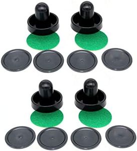 YdseozOA Set di Hockey da Tavolo da 4 Pezzi 96 mm, 4 spingitori di Air Hockey portieri Dischi di Ghiaccio con 4 Flanella 8 Dischi -Nero