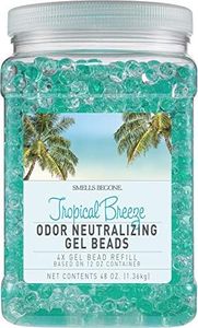 SMELLS BEGONE 48 oz Odor Eliminator Gel Bead Refill - Eliminates Odors in Bathrooms, Cars, Boats, RVs & Pet Areas - Air Freshener - Made with Essential Oils - Tropical Breeze Scent