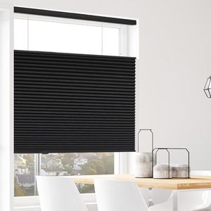 ZSHINE Manual Cordless Day and Night Cellular Shades Full Blackout Fabric Window Shades for Home, Office, Hotel, Club, Restaurant Custom Made Size (Solid Black)