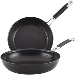 Anolon Smart Stack Hard Anodized Nonstick Frying Pan Set/Skillet Set - 10 Inch and 12 Inch, Black