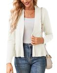 GRACE KARIN Lightweight Crochet Cardigan for Women Long Sleeve Open Front Knit Cardigans Sweaters White L