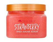 Tree Hut Shea Sugar Body Scrub Strawberry,18oz, With Single Fragrance-Free Makeup Remover Cleansing Towelettes