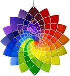 CIM Metal Wind Spinner - Rainbow Star - 250mm - easily spinning wind mobile with brilliant colours - including suspension - attractive room, window and garden decoration