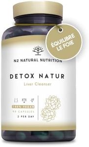 Detox foie puissant. Chardon Marie, Artichaut, Bardane, Vitamine B, Sélénium. Colon cleanse, élimine toxines, Dépuratif complet, Draineur. Retention d'eau. 90 Capsules. VEGAN. CE. N2 Natural Nutrition
