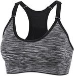 YEYELE Women Adjustable Straps and Removable Pads Tank Top Seamless Racerback Sports Bra Gray L(38C 38D 38E 40A 40B 40C 40D)