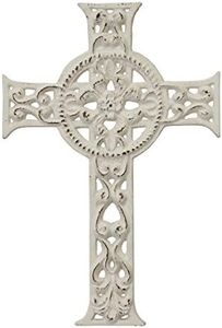 Stonebriar Accents of Faith 11.5" Worn White Cast Iron Hanging Cross