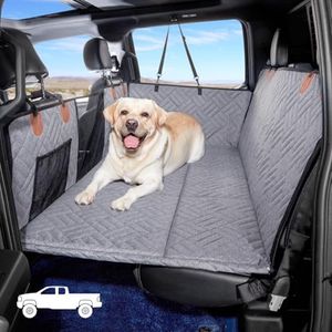 YJGF Dog Back Seat Extender for Truck,Truck Seat Cover Back Seat,Dog Hammock for Truck,Pet Seat Covers for Dogs,Hard Bottom Seat Extender for Dogs,Dog Seat Cover for F150/RAM1500/Silverado (Gray)