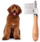 Dog Dematting Brush & Rake, Detangler Brush For Dogs, Comb Tool For Grooming, Best For Doodles, Poodles, Goldendoodles, Cats & Other Pets, Matted Fur Removal On Undercoat [We Love Doodles]