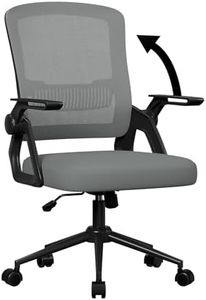 naspaluro Ergonomic Office Desk Chair, Height Adjustable Executive Work Computer Chairs with Padded Seat Cushion, Swivel Mesh Chair with 90° Flip-up Armrest & Lumbar Support for Home/Office-Dark Grey