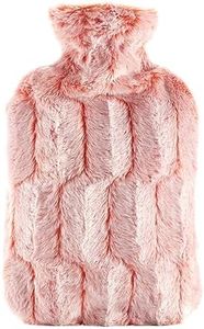 samply Hot Water Bottle - 2L Hot Water Bag with Furry Cover, Light Pink