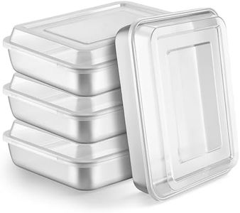 LIANYU Stainless Steel Rectangular Baking Pan, 12⅓ x 9¾ x 2 Inch Commercial Cake Pan with Lid Set of 4, Metal Lasagna Brownie Bakeware Set, Healthy & Dishwasher Safe (4 Pan +4 Lid)
